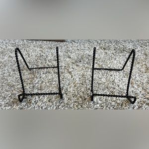 2 Black twisted steel easels-both 4"H
